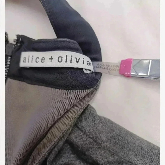 Alice + Olivia Pace Dress In Charcoal  Mini Designer Body Con Size 8 - Picture 13 of 13